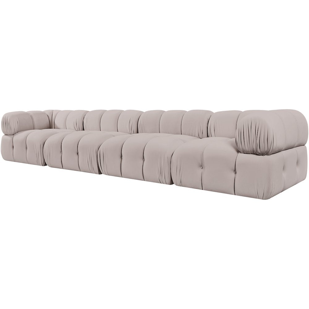 Orin Beige Velvet Performance Fabric Upholstered 4 pc. Modular Sofa