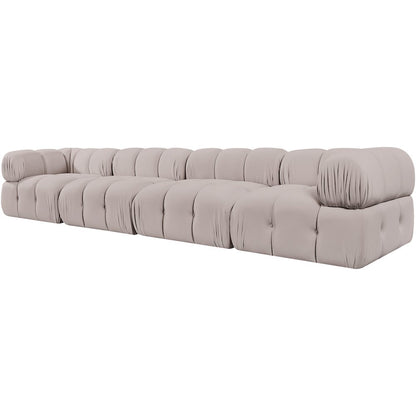 Orin Beige Velvet Performance Fabric Upholstered 4 pc. Modular Sofa