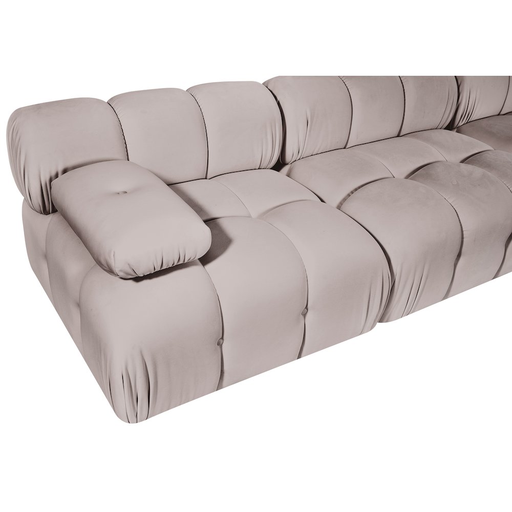 Orin Beige Velvet Performance Fabric Upholstered 4 pc. Modular Sofa