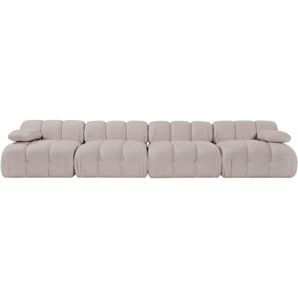 Orin Beige Velvet Performance Fabric Upholstered 4 pc. Modular Sofa