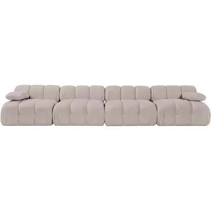 Orin Beige Velvet Performance Fabric Upholstered 4 pc. Modular Sofa
