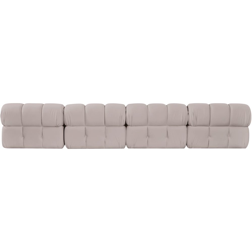 Orin Beige Velvet Performance Fabric Upholstered 4 pc. Modular Sofa