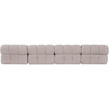 Orin Beige Velvet Performance Fabric Upholstered 4 pc. Modular Sofa