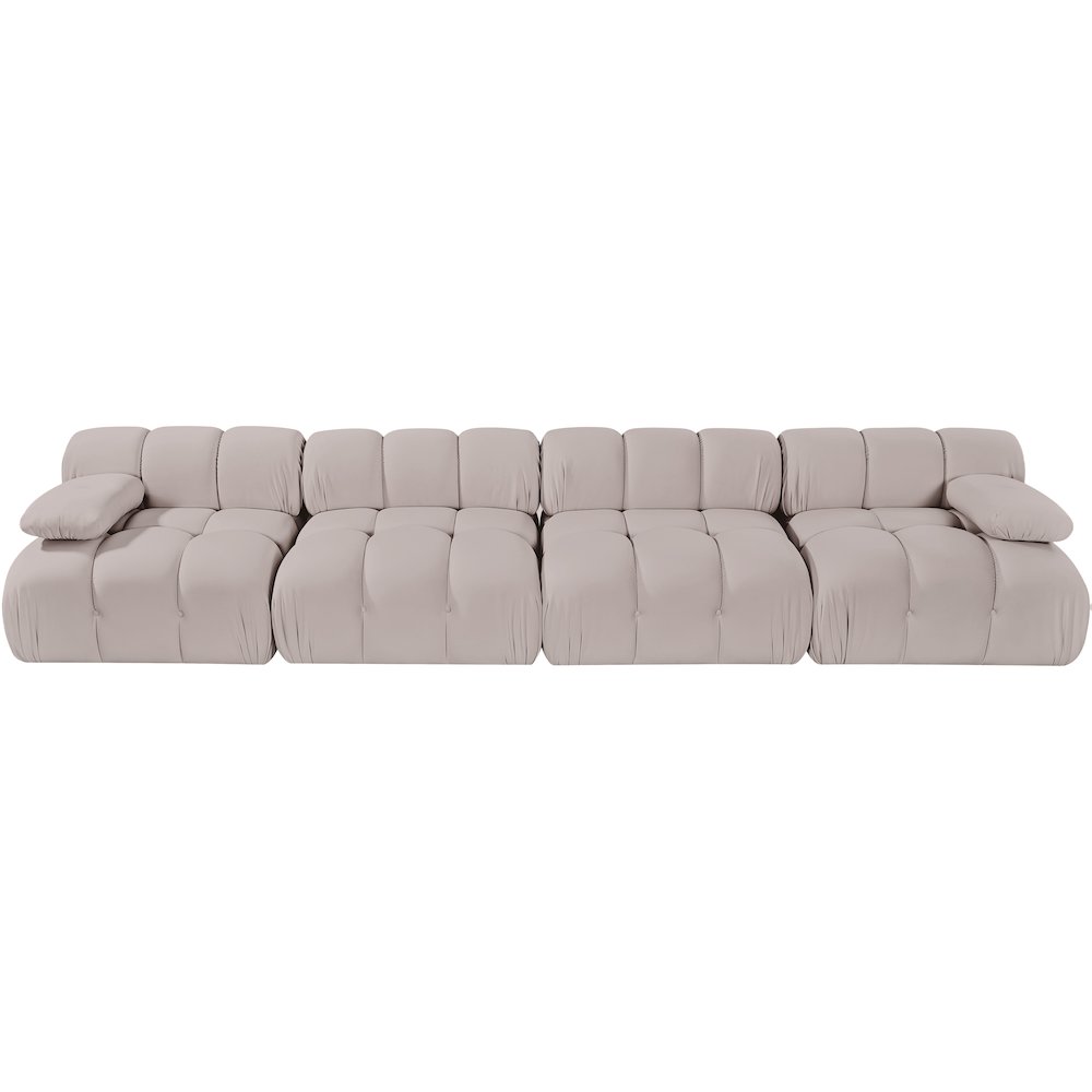 Orin Beige Velvet Performance Fabric Upholstered 4 pc. Modular Sofa