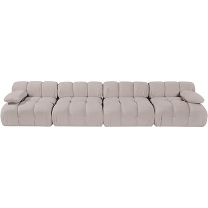 Orin Beige Velvet Performance Fabric Upholstered 4 pc. Modular Sofa