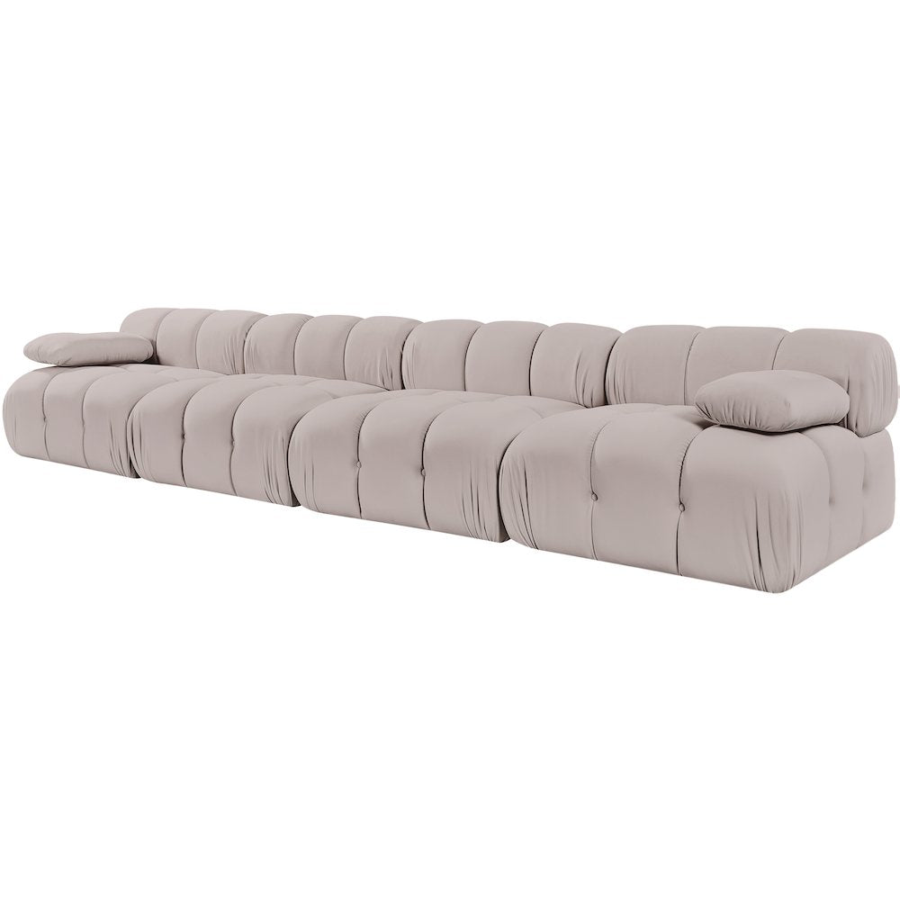 Orin Beige Velvet Performance Fabric Upholstered 4 pc. Modular Sofa