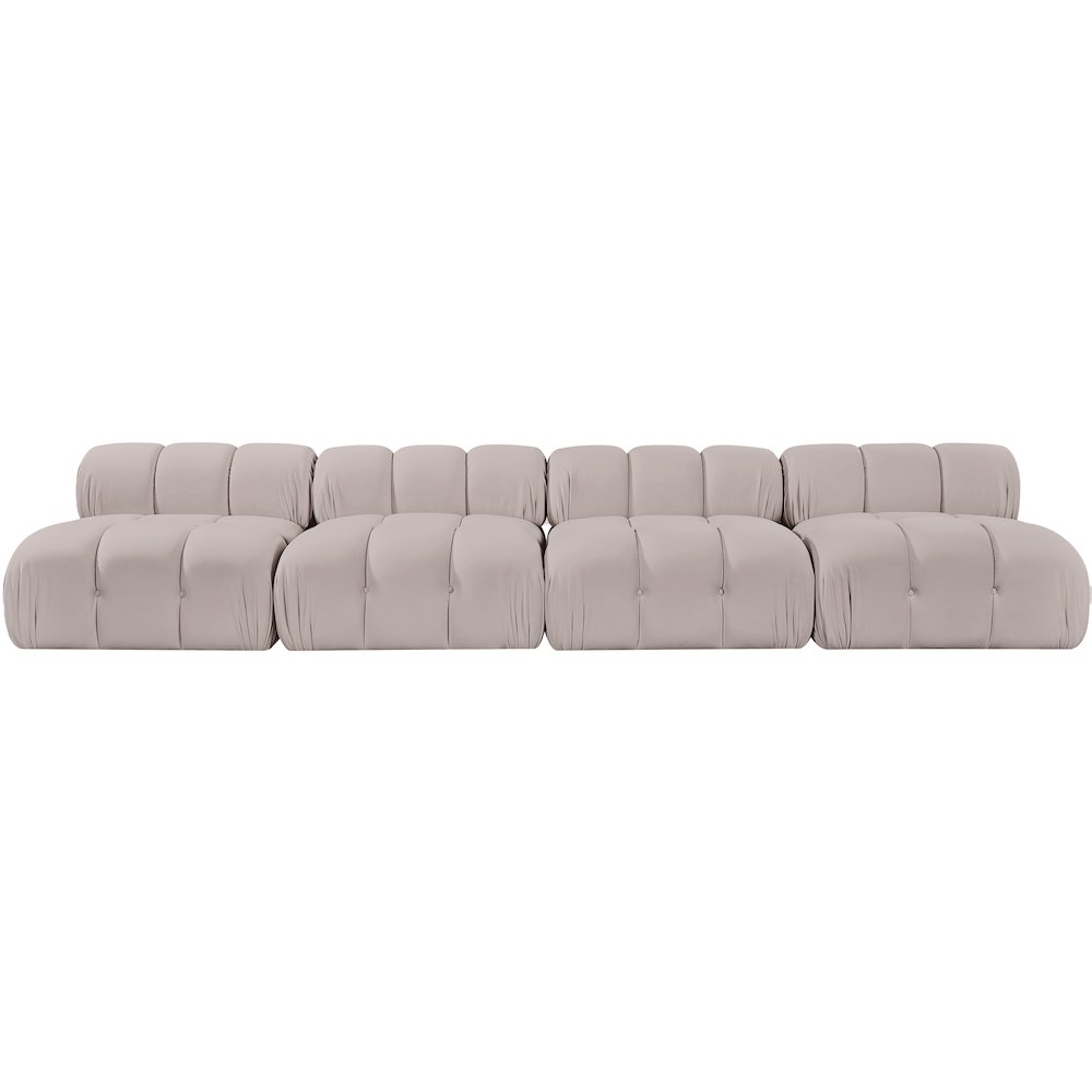 Orin Beige Velvet Performance Fabric Upholstered 4 pc. Modular Sofa