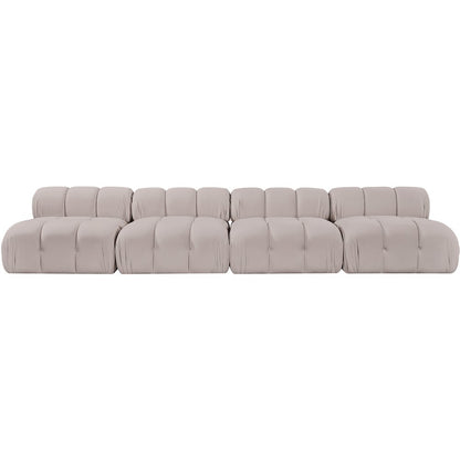 Orin Beige Velvet Performance Fabric Upholstered 4 pc. Modular Sofa