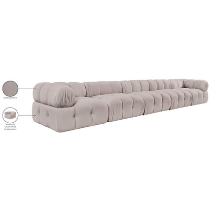 Orin Beige Velvet Performance Fabric Upholstered 5 pc. Modular Sofa