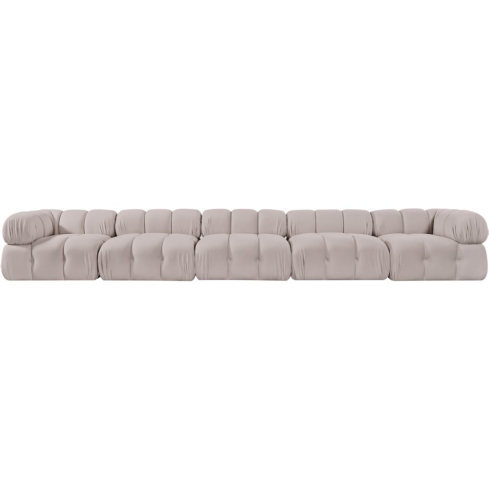 Orin Beige Velvet Performance Fabric Upholstered 5 pc. Modular Sofa