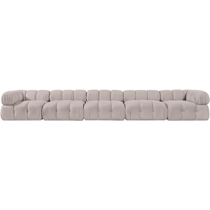 Orin Beige Velvet Performance Fabric Upholstered 5 pc. Modular Sofa