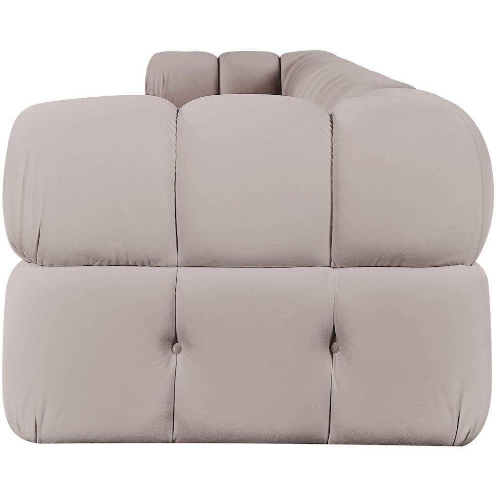 Orin Beige Velvet Performance Fabric Upholstered 5 pc. Modular Sofa