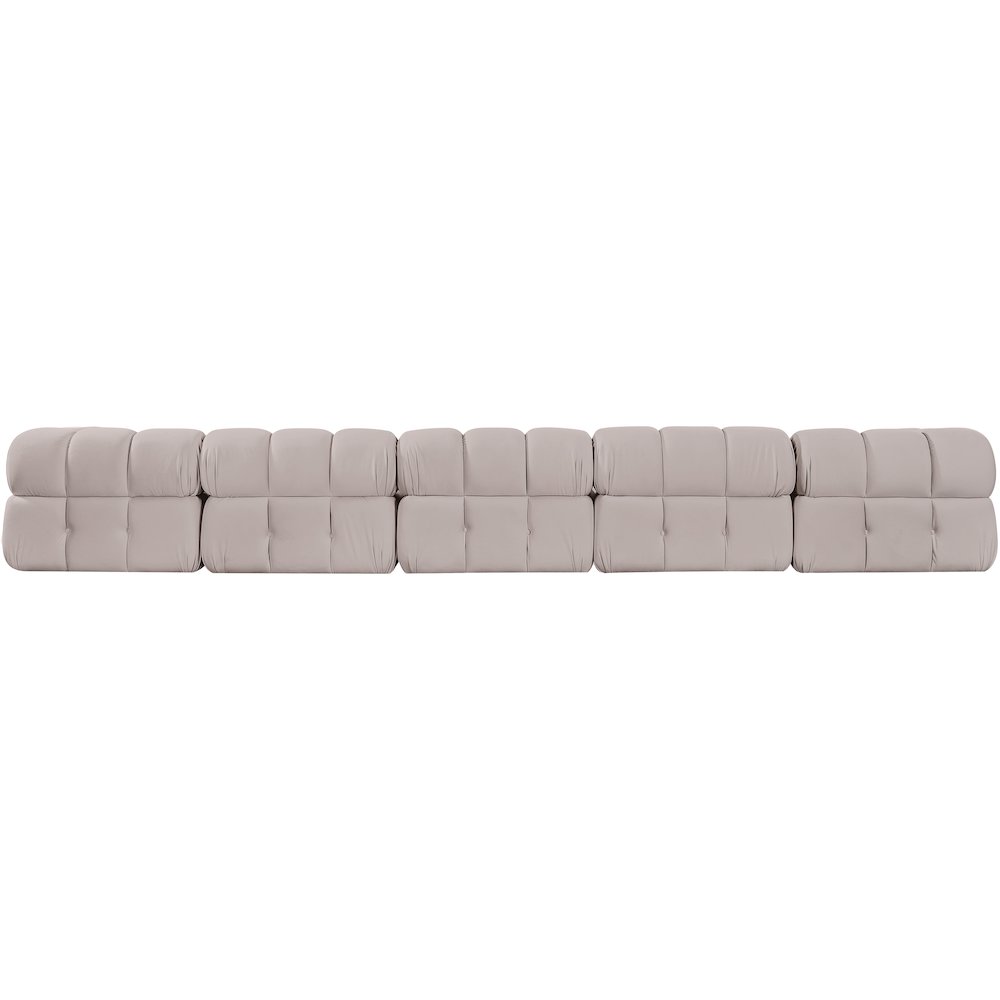 Orin Beige Velvet Performance Fabric Upholstered 5 pc. Modular Sofa