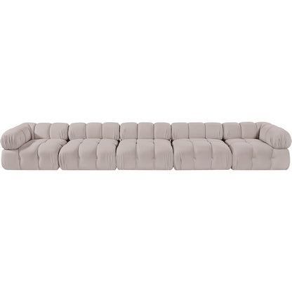 Orin Beige Velvet Performance Fabric Upholstered 5 pc. Modular Sofa