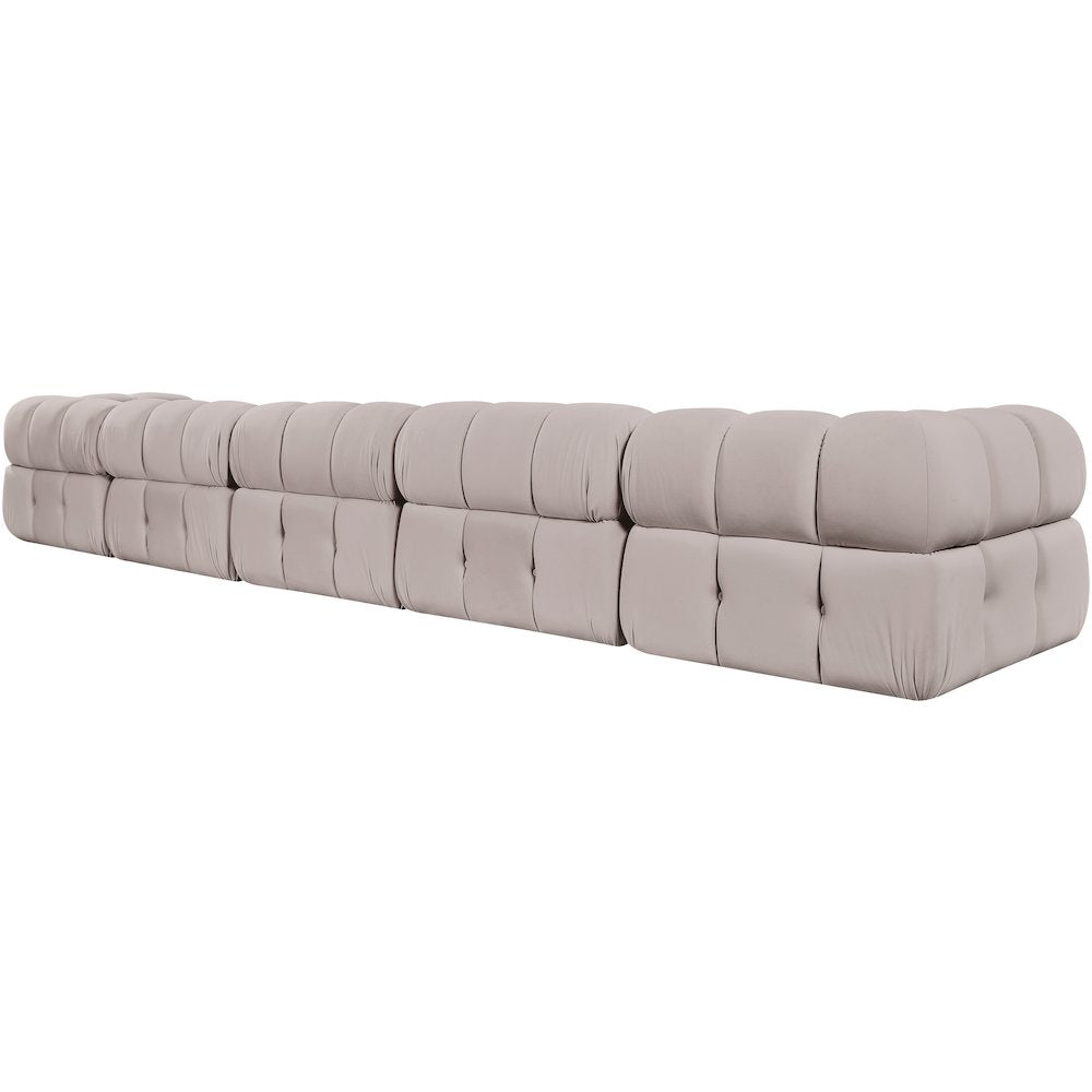 Orin Beige Velvet Performance Fabric Upholstered 5 pc. Modular Sofa