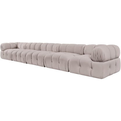 Orin Beige Velvet Performance Fabric Upholstered 5 pc. Modular Sofa