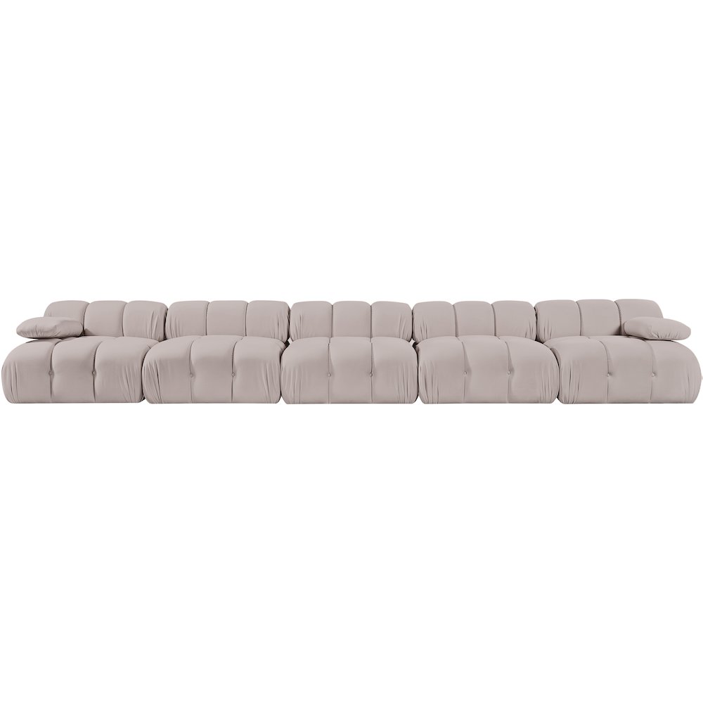 Orin Beige Velvet Performance Fabric Upholstered 5 pc. Modular Sofa