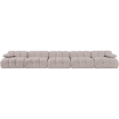 Orin Beige Velvet Performance Fabric Upholstered 5 pc. Modular Sofa