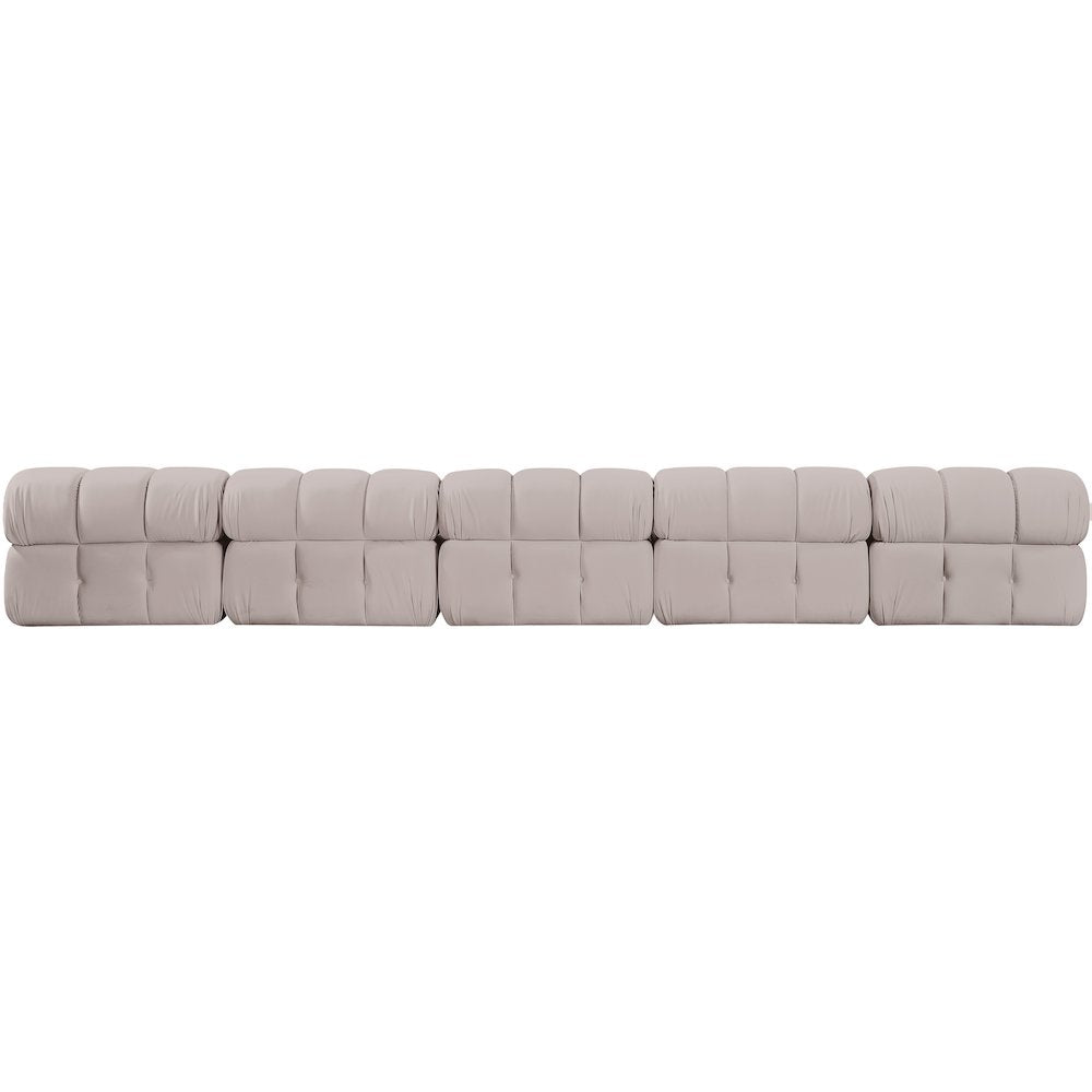 Orin Beige Velvet Performance Fabric Upholstered 5 pc. Modular Sofa