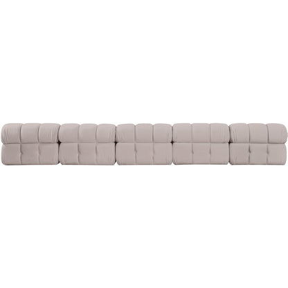 Orin Beige Velvet Performance Fabric Upholstered 5 pc. Modular Sofa