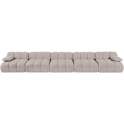 Orin Beige Velvet Performance Fabric Upholstered 5 pc. Modular Sofa