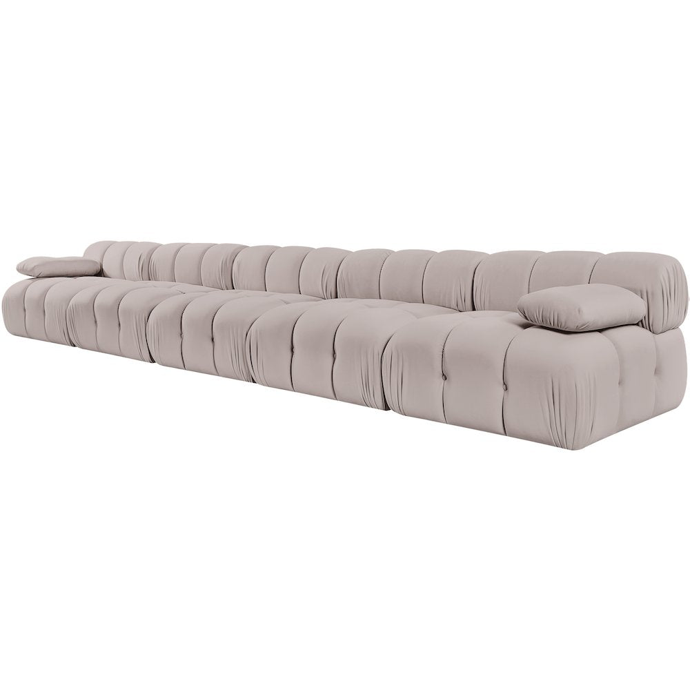 Orin Beige Velvet Performance Fabric Upholstered 5 pc. Modular Sofa