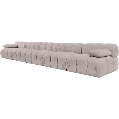 Orin Beige Velvet Performance Fabric Upholstered 5 pc. Modular Sofa