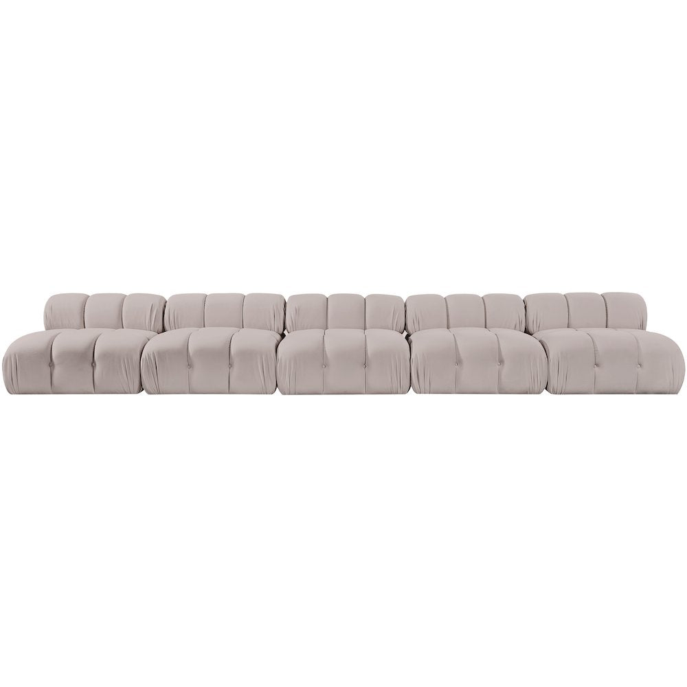 Orin Beige Velvet Performance Fabric Upholstered 5 pc. Modular Sofa