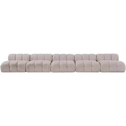 Orin Beige Velvet Performance Fabric Upholstered 5 pc. Modular Sofa