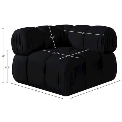 Orin Black Velvet Performance Fabric Upholstered Modular Corner Chair