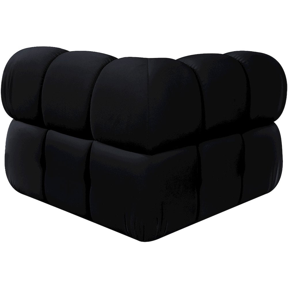Orin Black Velvet Performance Fabric Upholstered Modular Corner Chair