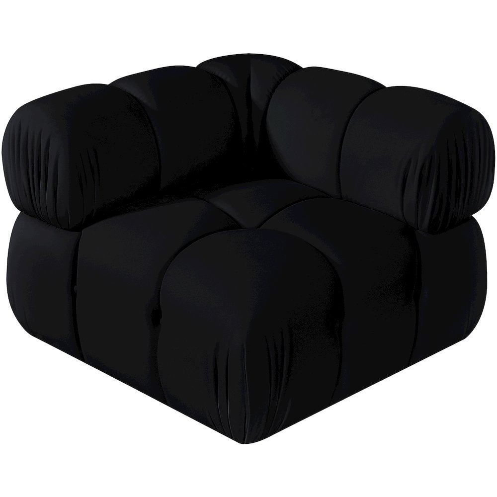 Orin Black Velvet Performance Fabric Upholstered Modular Corner Chair