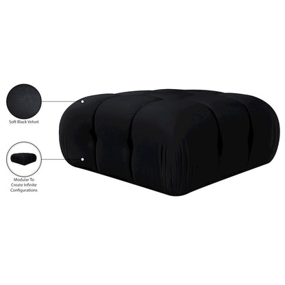 Orin Black Velvet Performance Fabric Upholstered Modular Ottoman