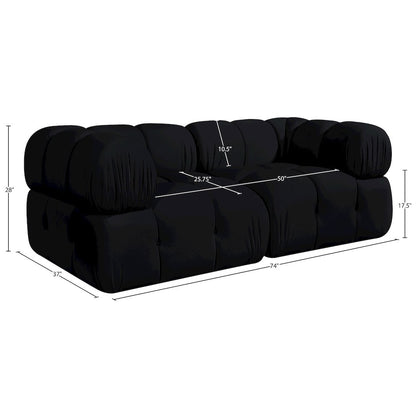 Orin Black Velvet Performance Fabric Upholstered 2 pc. Modular Sofa
