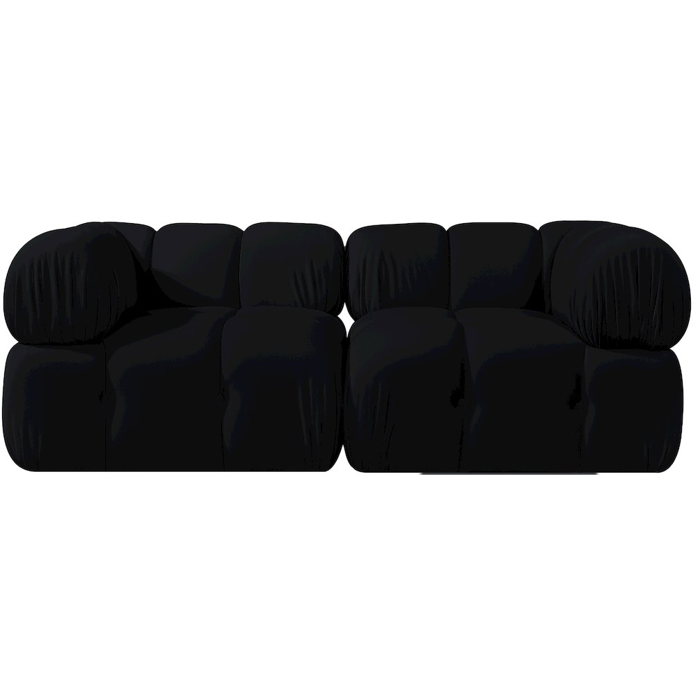Orin Black Velvet Performance Fabric Upholstered 2 pc. Modular Sofa