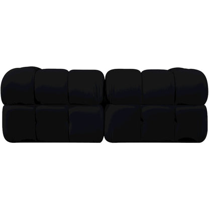 Orin Black Velvet Performance Fabric Upholstered 2 pc. Modular Sofa