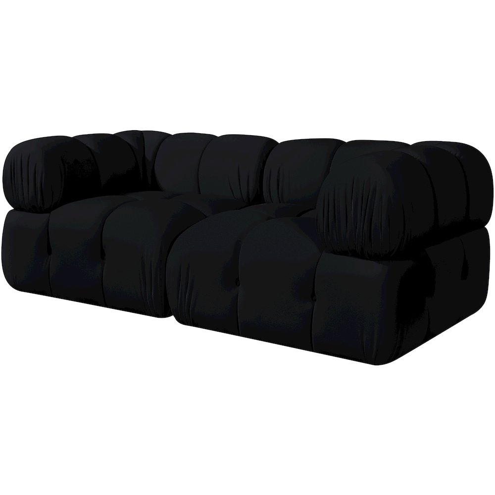 Orin Black Velvet Performance Fabric Upholstered 2 pc. Modular Sofa