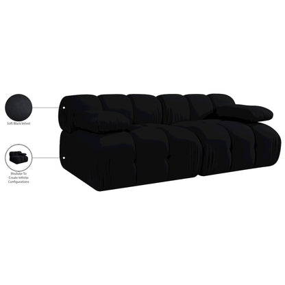 Orin Black Velvet Performance Fabric Upholstered 2 pc. Modular Sofa
