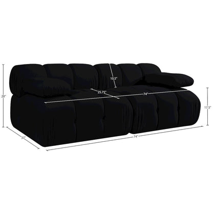 Orin Black Velvet Performance Fabric Upholstered 2 pc. Modular Sofa
