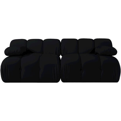 Orin Black Velvet Performance Fabric Upholstered 2 pc. Modular Sofa