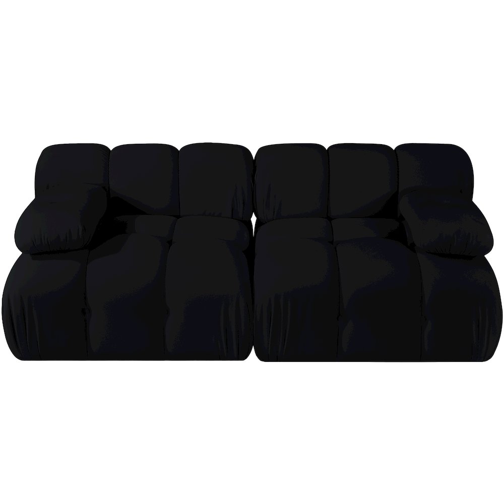 Orin Black Velvet Performance Fabric Upholstered 2 pc. Modular Sofa