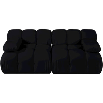 Orin Black Velvet Performance Fabric Upholstered 2 pc. Modular Sofa