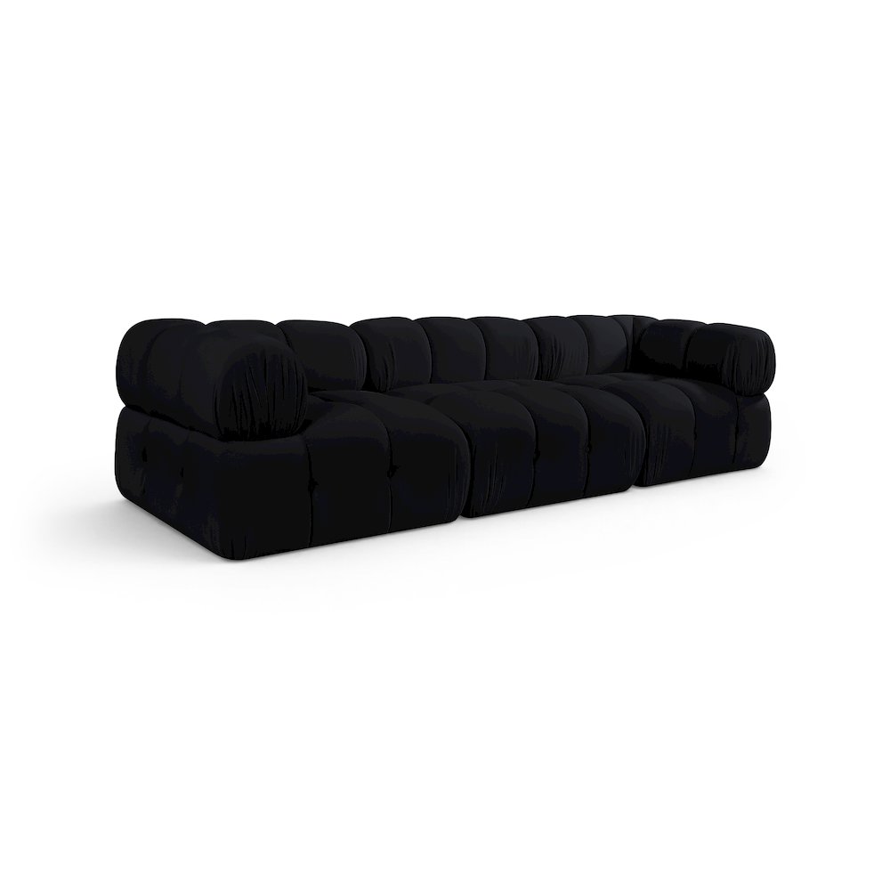 Orin Black Velvet Performance Fabric Upholstered 3 pc. Modular Sofa