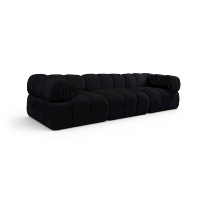 Orin Black Velvet Performance Fabric Upholstered 3 pc. Modular Sofa