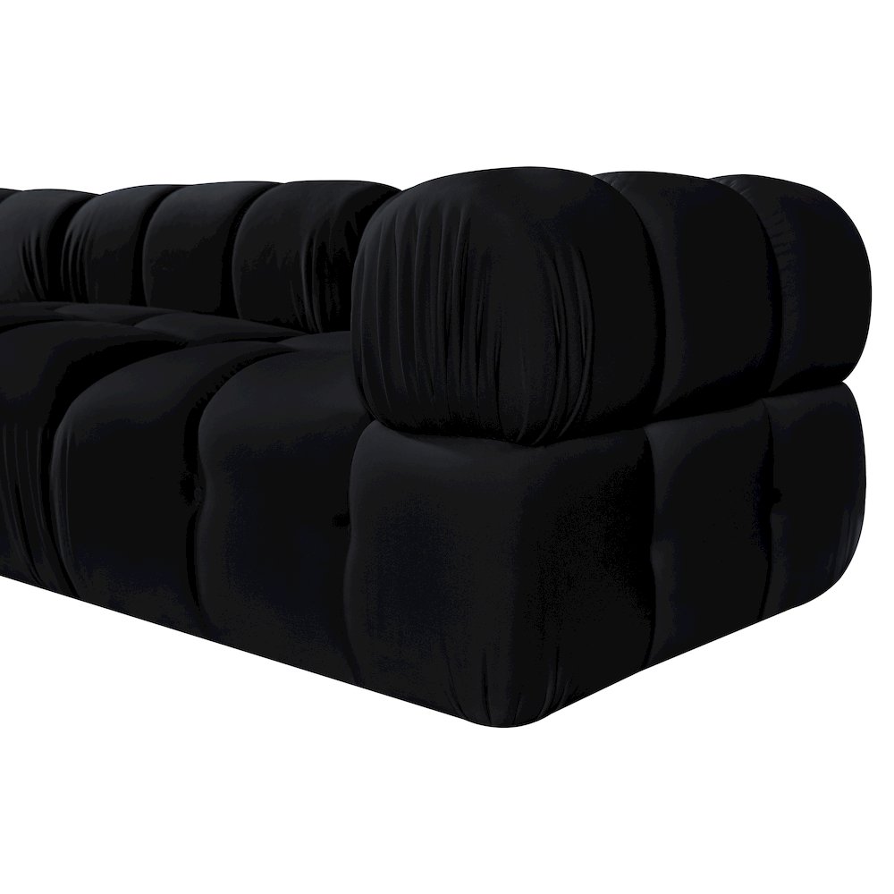 Orin Black Velvet Performance Fabric Upholstered 3 pc. Modular Sofa