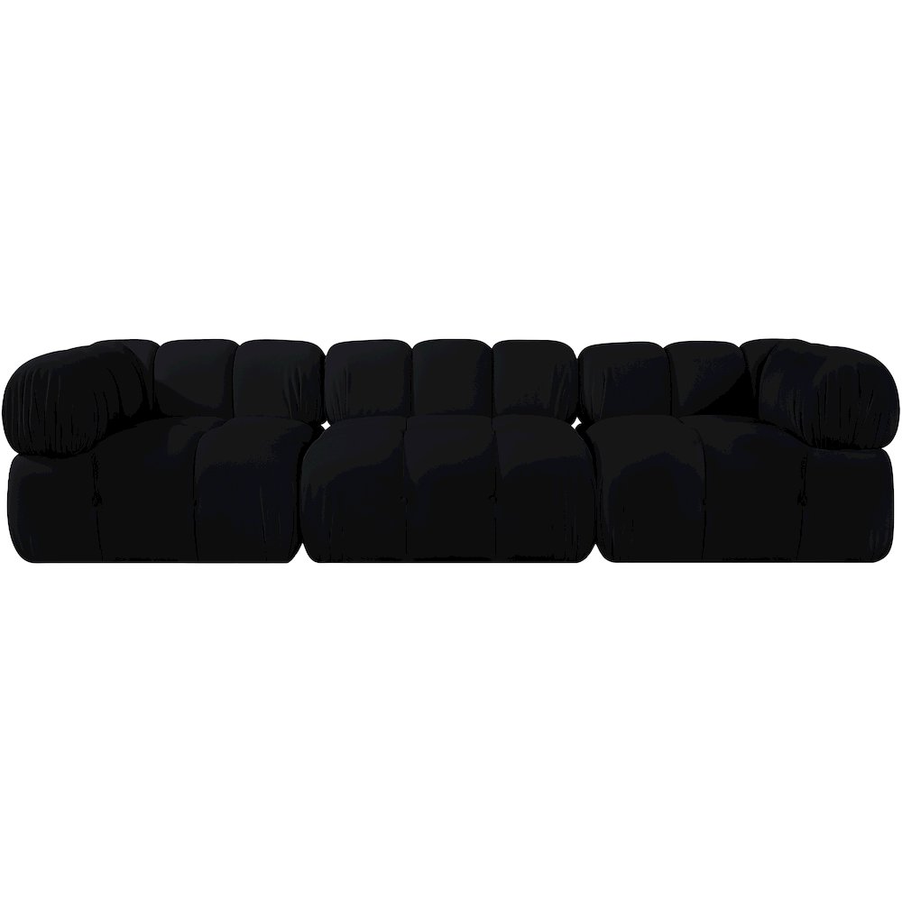 Orin Black Velvet Performance Fabric Upholstered 3 pc. Modular Sofa