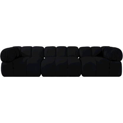 Orin Black Velvet Performance Fabric Upholstered 3 pc. Modular Sofa