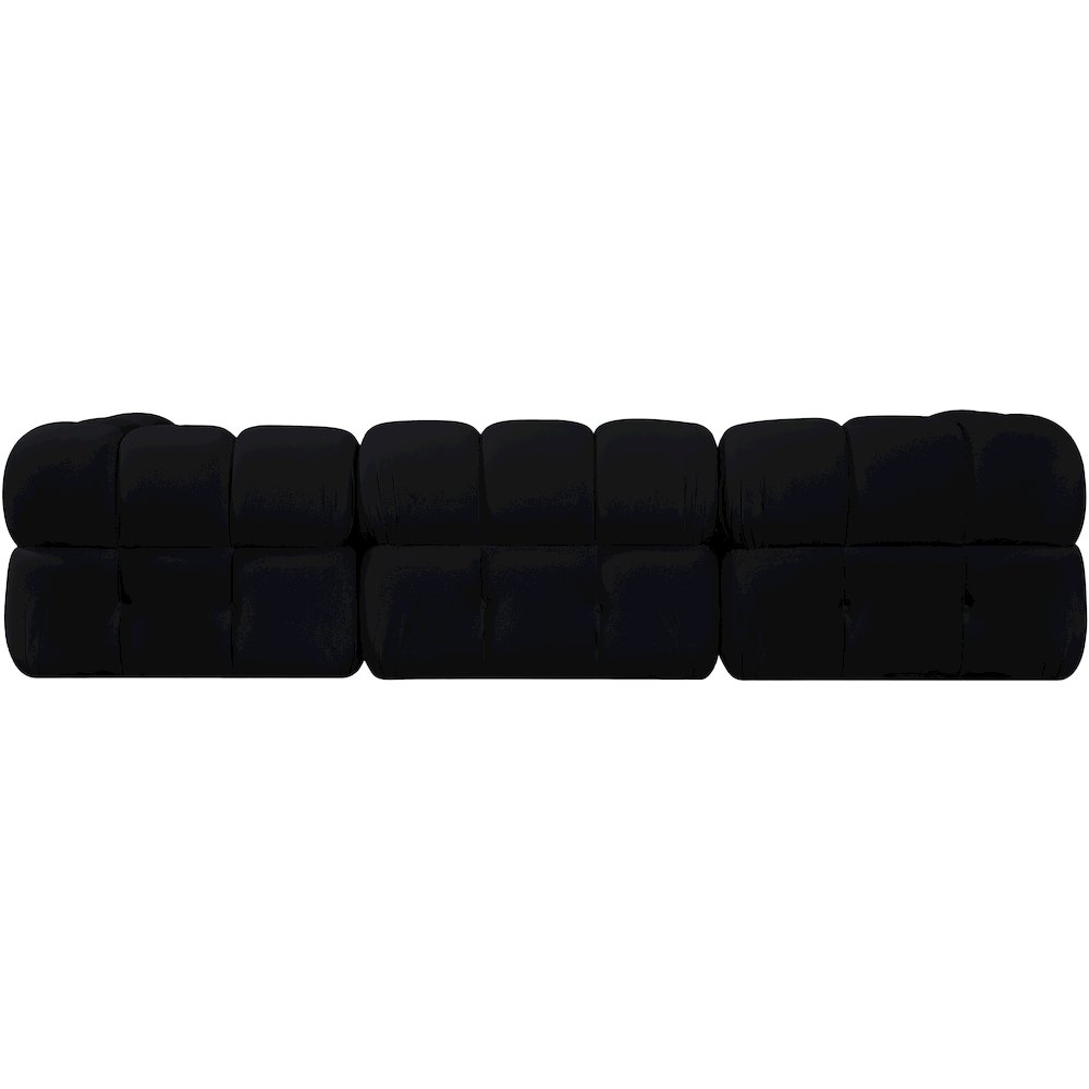 Orin Black Velvet Performance Fabric Upholstered 3 pc. Modular Sofa