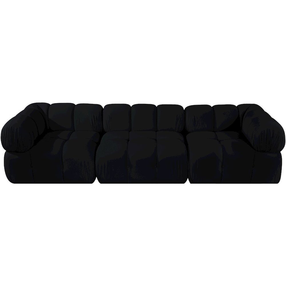 Orin Black Velvet Performance Fabric Upholstered 3 pc. Modular Sofa