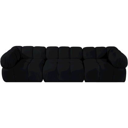 Orin Black Velvet Performance Fabric Upholstered 3 pc. Modular Sofa